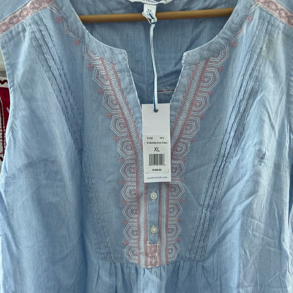 Southern Tide Blue Dress with Pink Embroidery XL NWT 168.00 - Picture 5 of 7